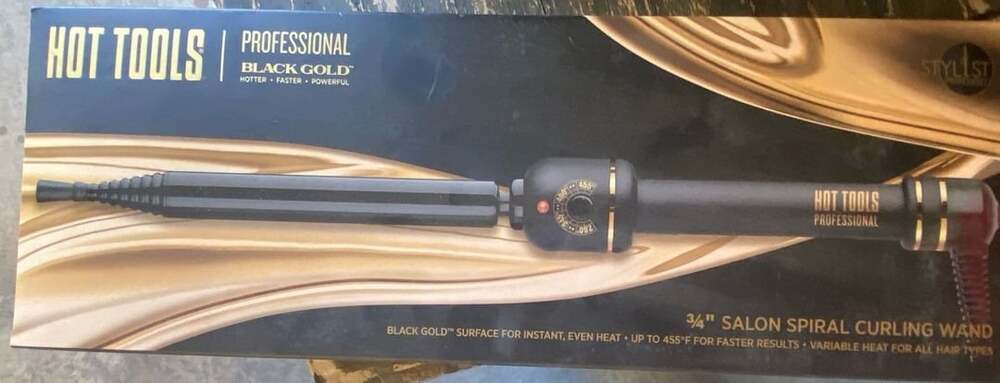Hot Tools Professional Black Gold 3/4 Inch Salon Spiral Curling Wand